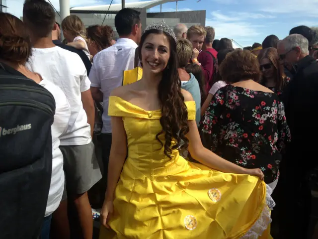 Phoebe Hooper dressed as Belle from Beauty and the Beast