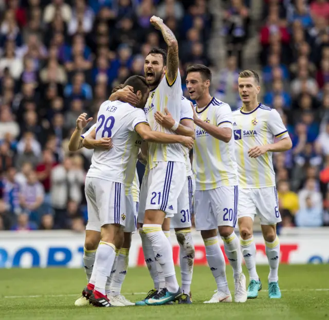 Mitja Viler celebrates his goal for Maribor