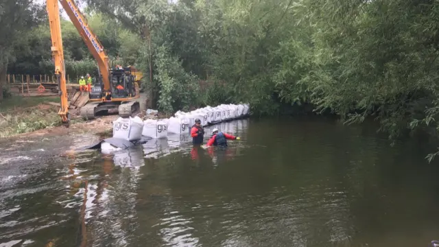 Work at Powick weir