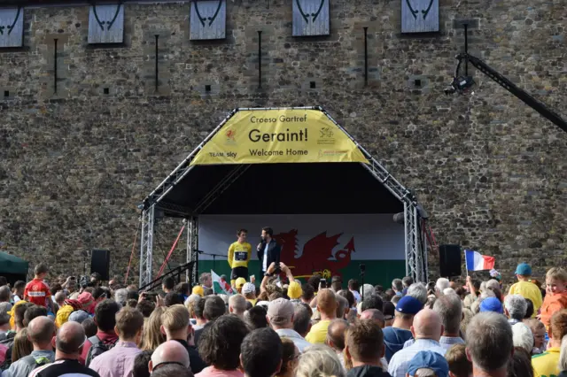 Geraint Thomas on stage