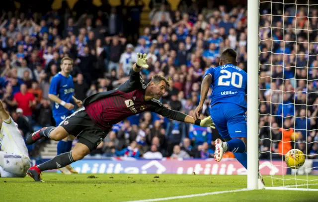 Alfredo Morelos scores for Rangers