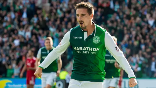 Jamie MacLaren starts for Hibs after his goal last week