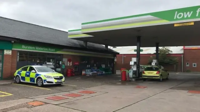 Police at petrol station