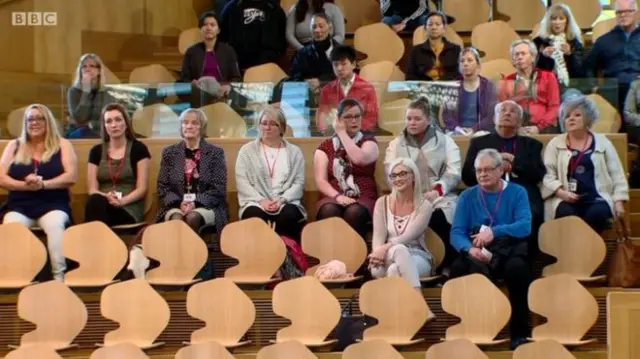 Campaigning families of people who took their own lives were in the public gallery for the debate at Holyrood