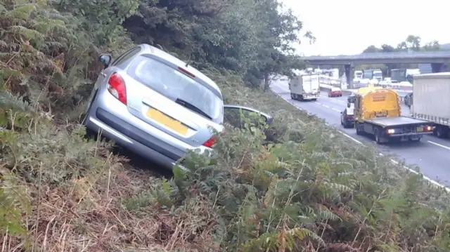 Car on embankment