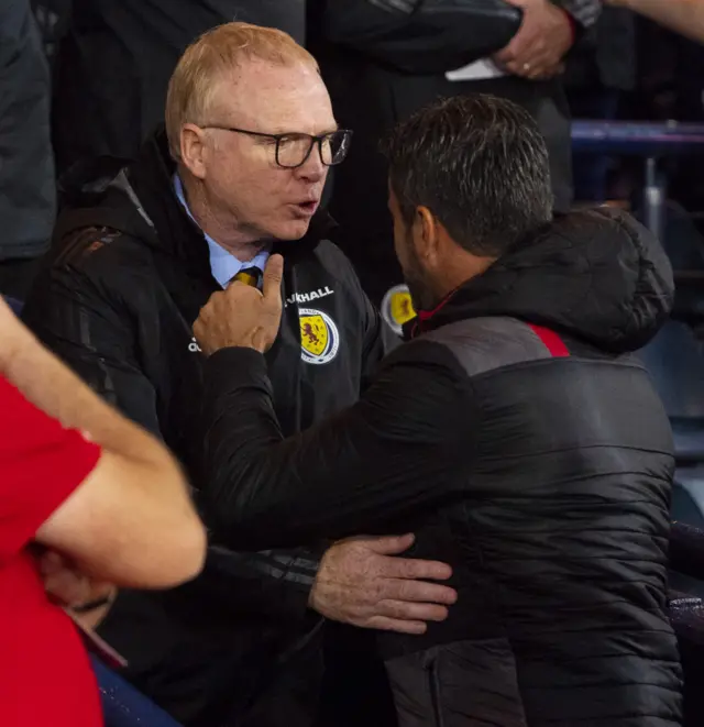 Scotland head coach Alex McLeish and Christian Panucci