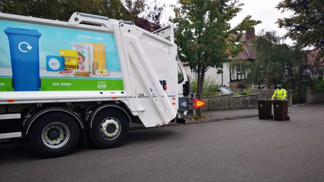 Brown bins and a bin lorry