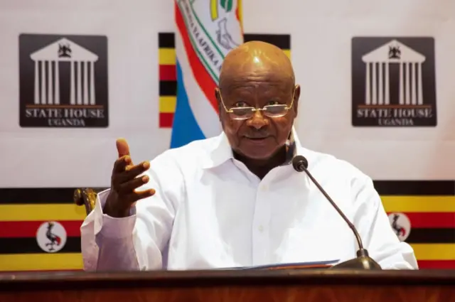 President Yoweri Museveni addresses the nation at State House in Entebbe, Uganda, on September 9, 2018