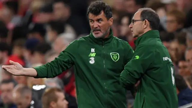 Martin O'Neill and Roy Keane during the Republic's 4-1 thumping by Wales in Thursday's Nations League opener