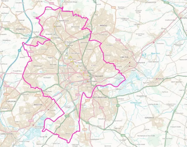 Map showing current city/county boundary