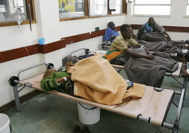 Patients being treated at a hospital in Harare