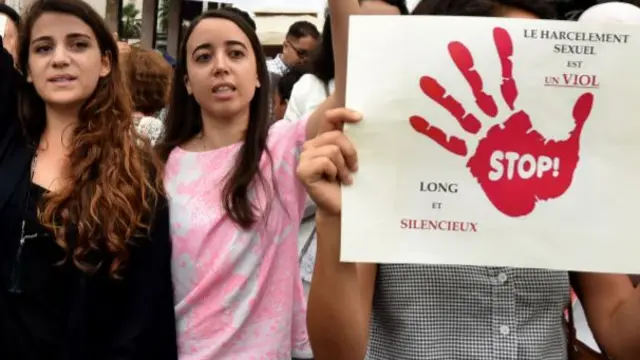 Women at a protest against sexual violence in Morocco