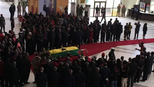 Kofi Anan's covered casket