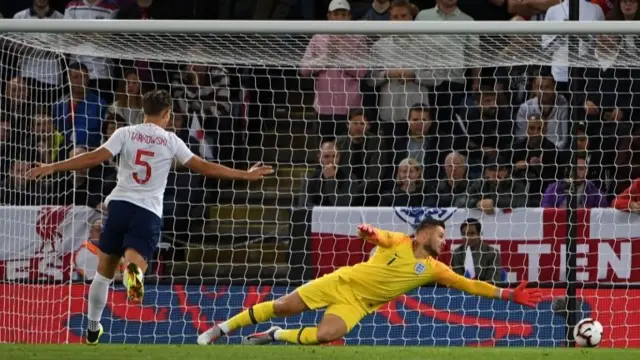 Jack Butland making a save in the match