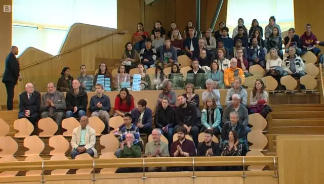 Former Rolls Royce workers are watching the debate from the gallery