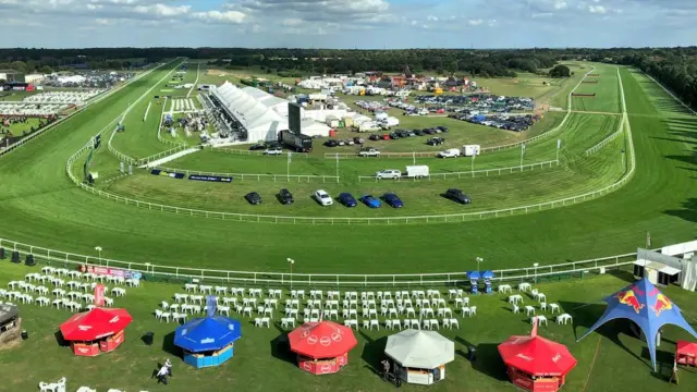 Stalls and a race course at Doncaster Races