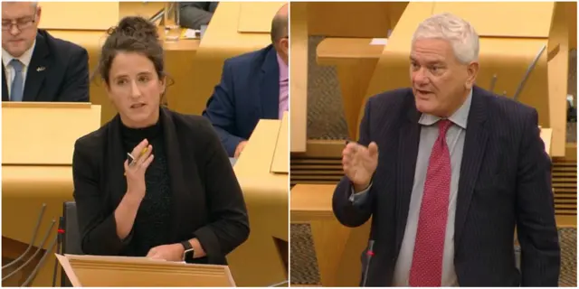 Rural Affairs Minister Mairi Gougeon and Lib Dem MSP Mike Rumbles