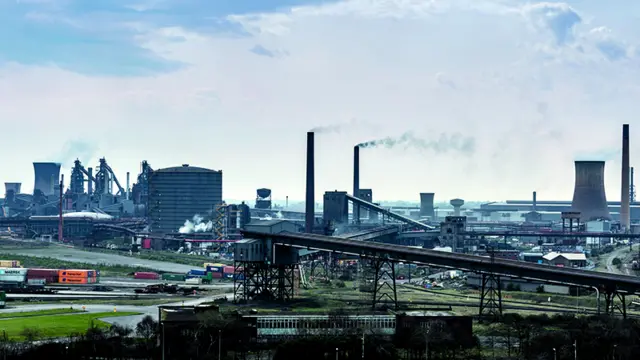 The steelworks in Scunthorpe