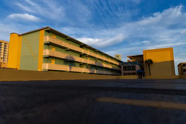 A motel in Myrtle Beach sits empty after the evacuations