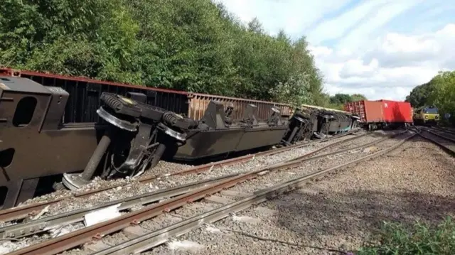 Derailed train