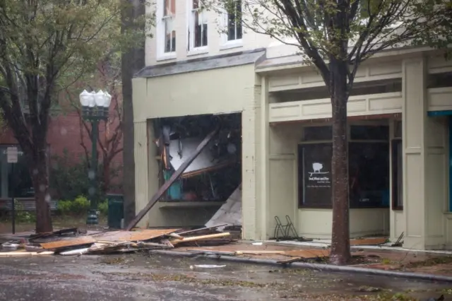 Damaged storefront