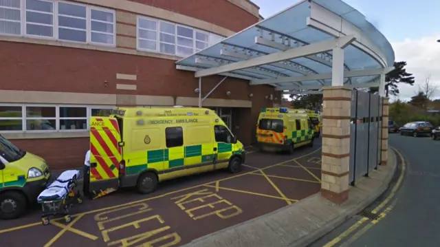 Ambulances outside the Worcestershire Royal's A&E