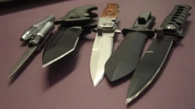 Some knives on a table