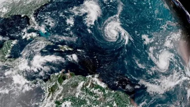 Satellite image of the tropical storms