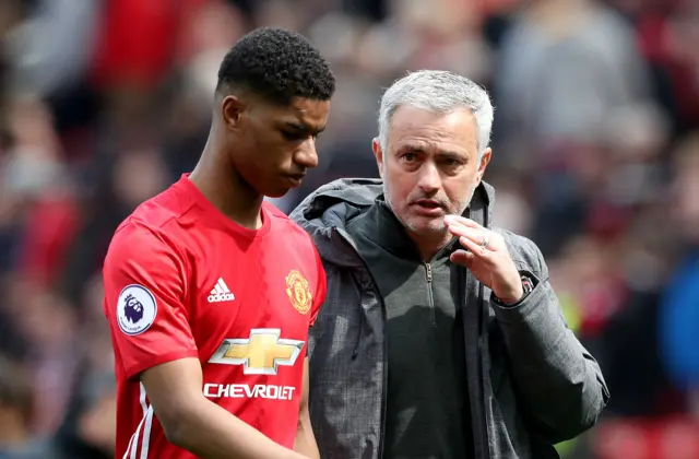 Marcus Rashford and Jose Mourinho