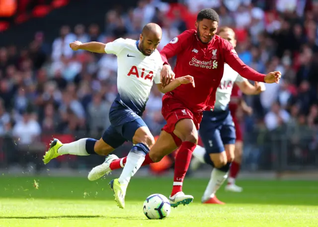 Lucas Moura and Joe Gomez