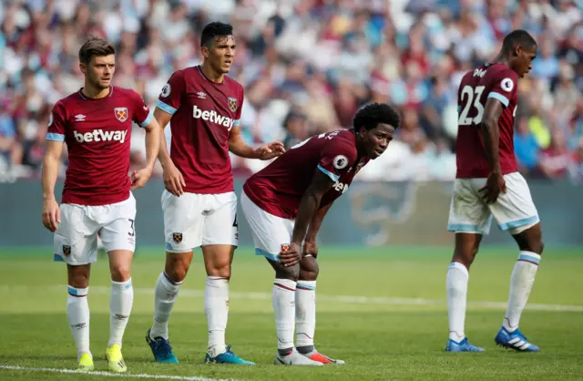 West Ham players looking despondent