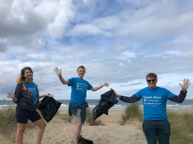 Volunteers took part in the beach clean at Perranporth