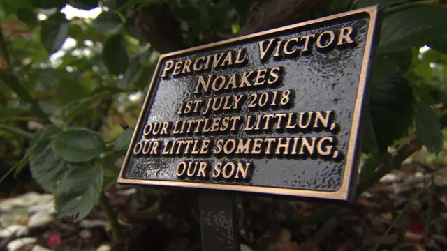 Plaque for Jenny and Fred Noakes's baby boy, Percy