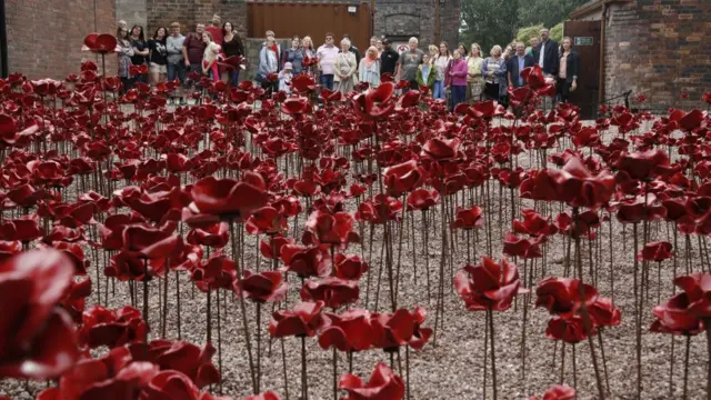 Visitors to the display