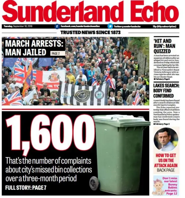 Sunderland Echo front page