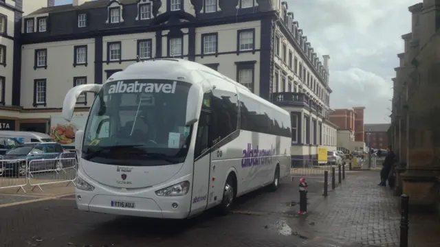 Replacement bus at Carlisle railway station