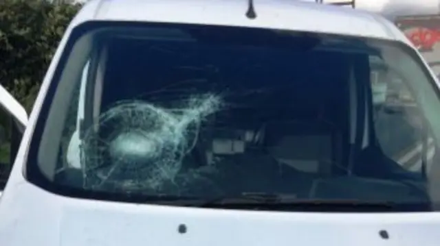 Damaged windscreen