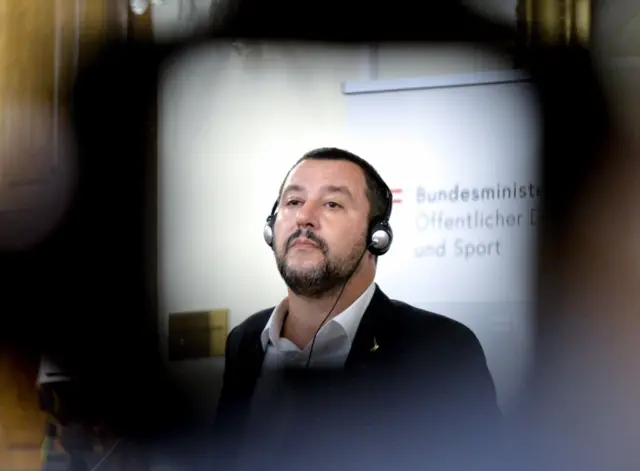 Matteo Salvini addresses a press conference on September 14, 2018 in Vienna, Austria.