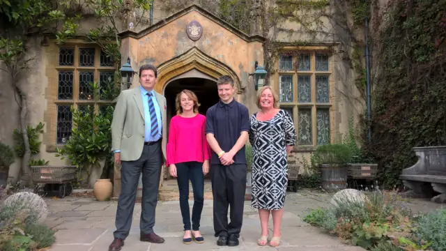 Councillor Andrew Leadbetter, Karen Palin from Jobcentre Plus, Ashley Pritchard and Jane Pritchard