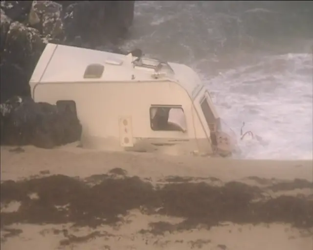 Caravan blown off cliff in County Galway