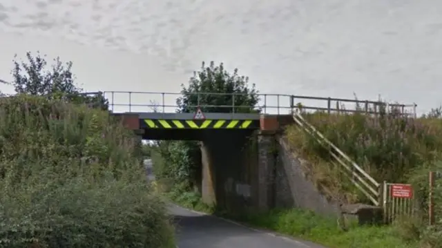 The railway line crossing Winsford Road