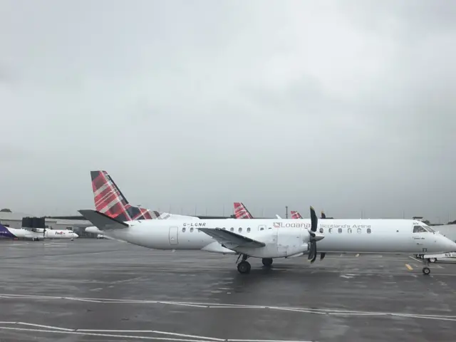 Loganair plane at Glasgow Airport