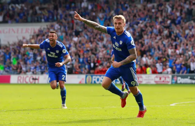 Danny Ward celebrates