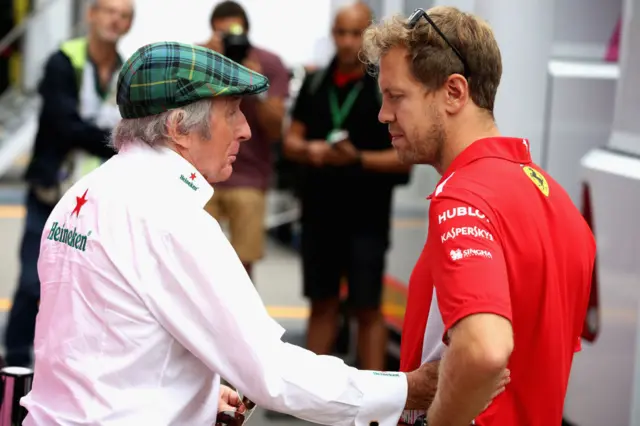 Sir Jackie Stewart and Sebastian Vettel