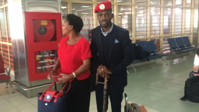 Bobi Wine at the airport