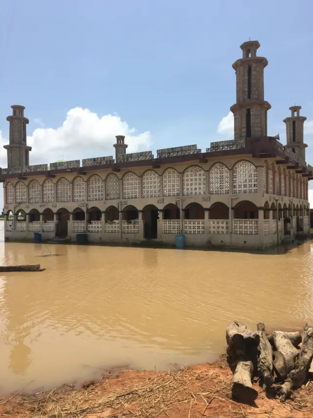 Mosque partly submerged by floodwater