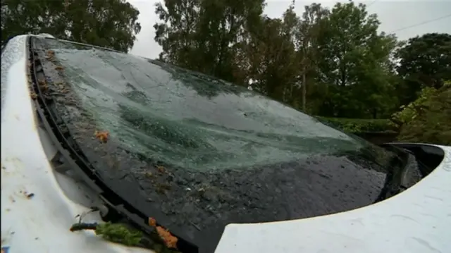 Damaged windscreen