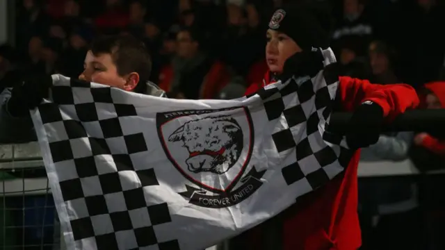 Fans with a Hereford FC flag