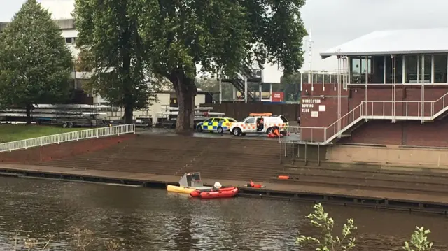 Police at the river