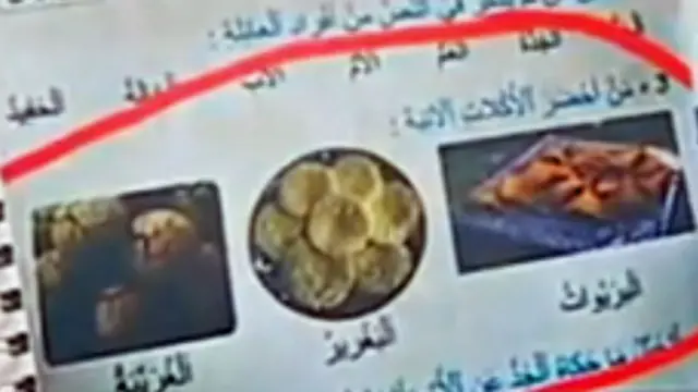 A Moroccan textbook showing pancakes with Moroccan Arabic descriptions